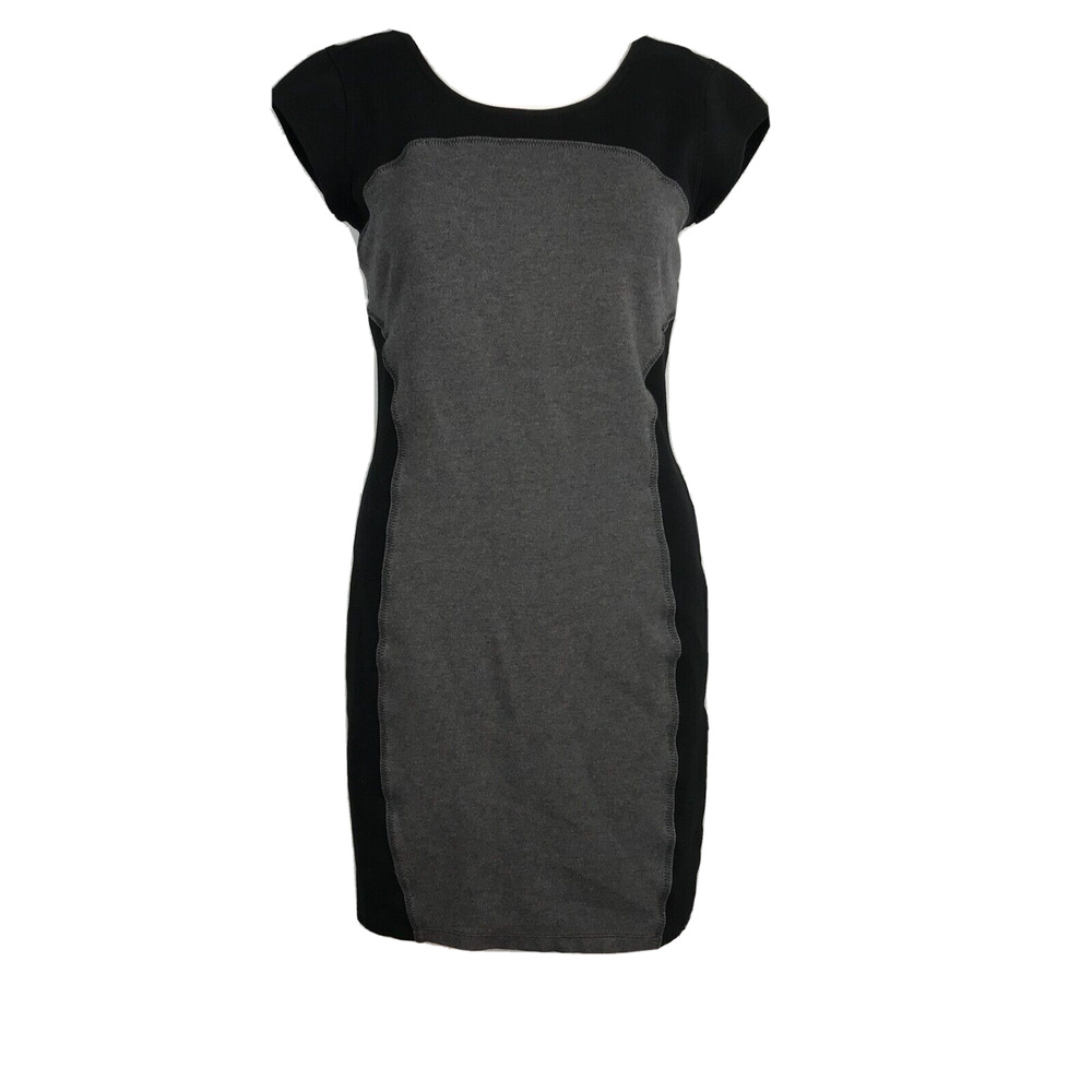 Athleta Dress Womens Sz XS Black Gray‎ Colorblock Cotton Stretch Bodycon
